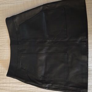 NWT LOFT Faux Leather Black Mini Skirt with Front Pockets